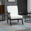 Accent Chairs with Seat and Back Cushion, Upholstered Arm Chair for Bedroom, Living Room Chair with  Wood Legs, Cream White