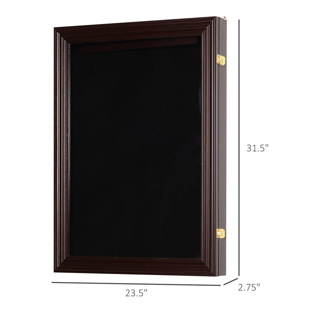 32" X 24" UV-Resistant Sports Hockey Jersey Frame To Hang Large Display Case - Cherry Brown