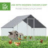 Large Metal Chicken Coop, Walk-in Poultry Cage Galvanized Hen Playpen House with Cover and Lockable Door for Outdoor, 10' x 6.5' x 6.5', Silver