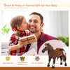 Children's Plush Interactive Ride-On Horse Toy with Sound, Dark Brown/White