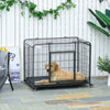 Heavy Duty Metal Dog Crate Pet Cage & Kennel with Removable Tray 4 Wheels & Folding Design Indoor Grey