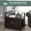 Wooden Cat Litter Box Enclosure Furniture with Adjustable Interior Wall & Large Tabletop for Nightstand  Brown