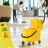 Yellow Home Janitorial Cleaning Floor Bucket with 34 Quart Capacity and Metal Handle