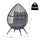 Patio Wicker Lounge Chair with Soft Cushion, Outdoor/Indoor PE Rattan Egg Teardrop Cuddle Chair with Height Adjustable Knob for Garden, Grey