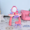 Kids Vanity Table and Stool, Beauty Pretend Play Set with Mirror, Lights, Sounds & Beauty Makeup Accessories for 3-Year-Olds, Pink