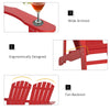 Outdoor Adirondack Chair, Wooden Loveseat Bench, Lounger Armchair with Flat Back for Garden, Deck, Patio, Fire Pit, Red