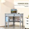 Corner Desk, Triangle Computer Desk with Drawer and Storage Shelves for Small Spaces, Home Office Workstation for Living Room, or Bedroom, Grey