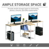 83'' Two Person Desk with Storage Shelves, Computer Office Double Desk, Large Office Desk Study Writing Table for Home Office, Natural