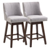 28" Swivel Bar Height Bar Stools Set of 2, Armless Upholstered Barstools Chairs with Nailhead Trim and Wood Legs, Light Grey