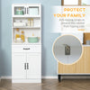 Freestanding Kitchen Pantry, 4-Door Buffet Cabinet with Hutch, Coffee Bar with Adjustable Shelves, 63.5 Inches, White