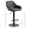 Adjustable Bar Stools, Swivel Counter Height Barstools with Footrest and Back, PU Leather and Steel Round Base, for Kitchen Counter and Dining Room, Set of 4, Black