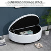 Half Moon Modern Luxurious Polyester Fabric Storage Ottoman Bench with Legs Lift Lid Thick Sponge Pad for Living Room, White