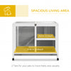 Rabbit Hutch Indoor, 2-Story Bunny Hutch, Wooden Guinea Pig Cage, with No Leak Tray, Universal Casters, Lockable Doors, Run Area, Ramp, Gray