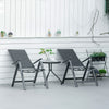 Set of 2 Patio Reclining Folding Chairs, Padded Sling Dining Chairs with Adjustable Back for Outdoor Backyard Lawn, Black