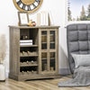 Sideboard Buffet Kitchen Buffet Cabinet with Wine Racks Sliding Glass Door Storage Shelves for Living Room Grey