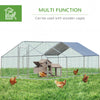 Fully Galvanized Chicken Cage Enclosure Large Chicken Coop Silver 9.8 'x 19.7 'x 6.4' Galvanized Pipe With UV-Protection Water-Resistant Cover