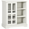 Sideboard Buffet Kitchen Buffet Cabinet with Wine Racks Sliding Glass Door Storage Shelves for Living Room White