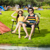 Portable Folding Double Camping Chair Cup Holder, Loveseat for 2 Person, Outdoor Chair with Wood Armrest Beach Travel, Green