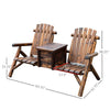 Wooden Double Adirondack Chair Loveseat with Inset Ice Bucket, Rustic Aesethic, & Weather-Resistant Materials