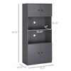 71" Kitchen Buffet with Hutch, Pantry Storage Cabinet with Shelves, Open Microwave Countertop for Dining Room, Living Room, Grey