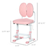 Kids Desk Chair, Height Adjustable Children Study Chair, Kids Study Chair with Footrest, Self-adaptive Adjustable Seat Back, Pink