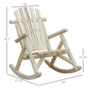 2 Piece Wooden Adirondack Rocking Chair Set, Outdoor Rustic Log Rocker with Slatted Design for Patio, Burlywood