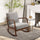 Upholstered Rocking Armchair with Wood Base and Linen Fabric Padded Seat for Living Room, Grey