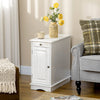 Flip Top End Side Table with Storage Drawer and Cabinet, 11.5" x 24" x 24.25", White