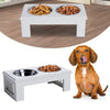 17" Durable Wooden Dog Feeding Station with 2 Included Dog Food Bowls and a Non-Slip Base White