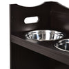 Raised Pet Food Elevated Feeder with 2 Stainless Steel Bowls  3 Levels Adjustable Height Levels  and Wood Finish