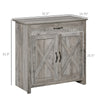32" Farmhouse Barn Door Style Sideboard, Buffet Cabinet, Coffee Bar for Kitchen, Living Room or Entryway, Grey Wash