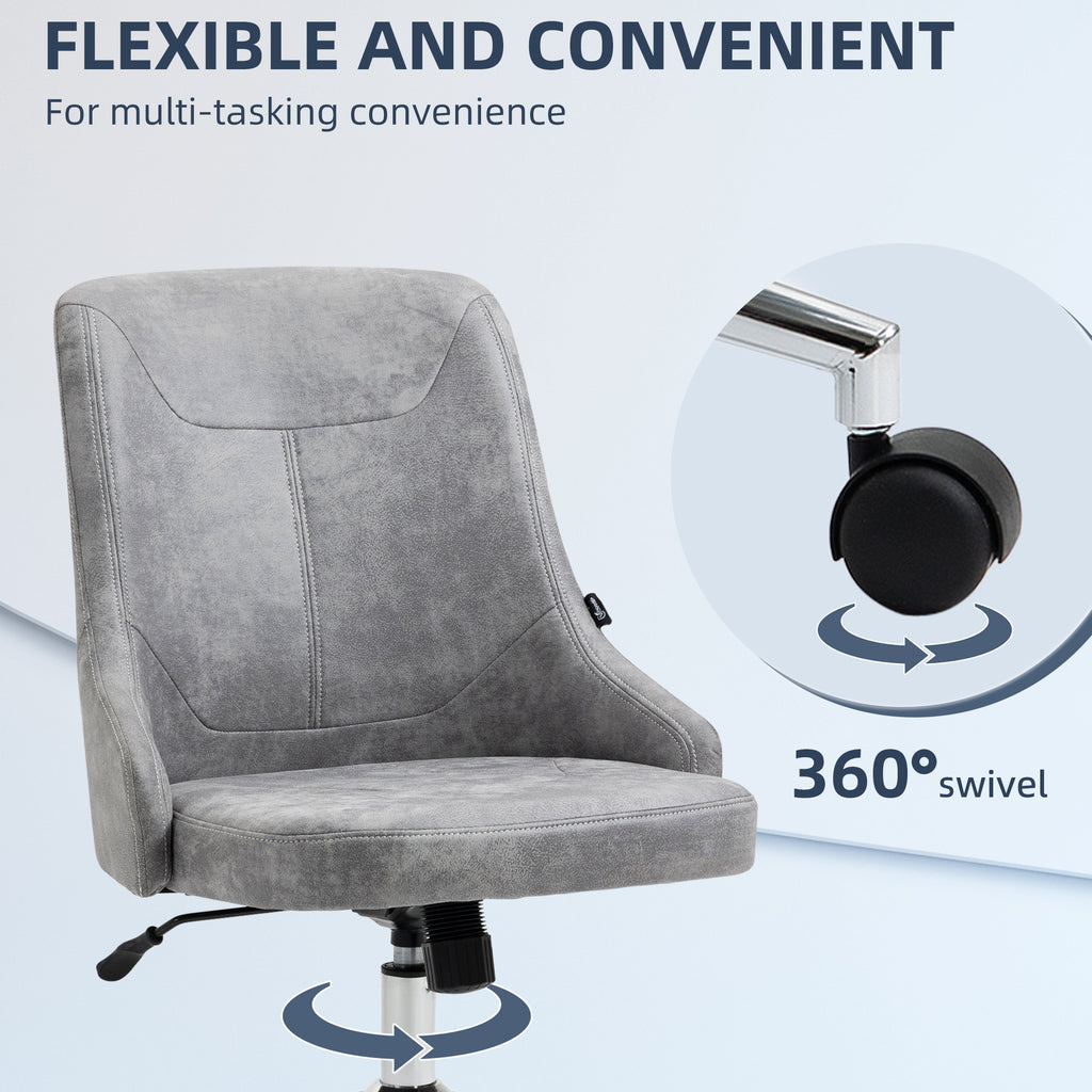 Mid-Back Home Office Chair, Height Adjustable Task Chair with 360 Degree Swivel and Tilt Function, Light Grey