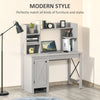 Farmhouse Computer Desk with Door Knob, Foot Pads and X-Frame, Home office Desk with Shelves, Desktop and Cabinet, Study Table, Light Grey
