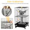 Small Animal Cage Habitat for Ferret with Wheels Hammocks Tunnels and 3 Doors, Black