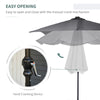 9' x 7' Patio Umbrella Outdoor Table Market Umbrella with Crank, Solar LED Lights, 45Â° Tilt, Push-Button Operation, for Deck, Dark Grey