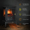 Electric Infrared Fireplace Stove, Freestanding Fireplace Heater with Realistic Flame, Adjustable Temperature, Timer, 1000W/1500W, Black