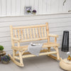 2-Person Wood Rocking Chair with Log Design, Heavy Duty Loveseat with Wide Curved Seats for Patio, Backyard, Garden, Natural