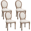 Vintage Armless Dining Chairs Set of 4, French Chic Side Chairs with Curved Backrest and Linen Upholstery for Kitchen, Living Room, Cream White
