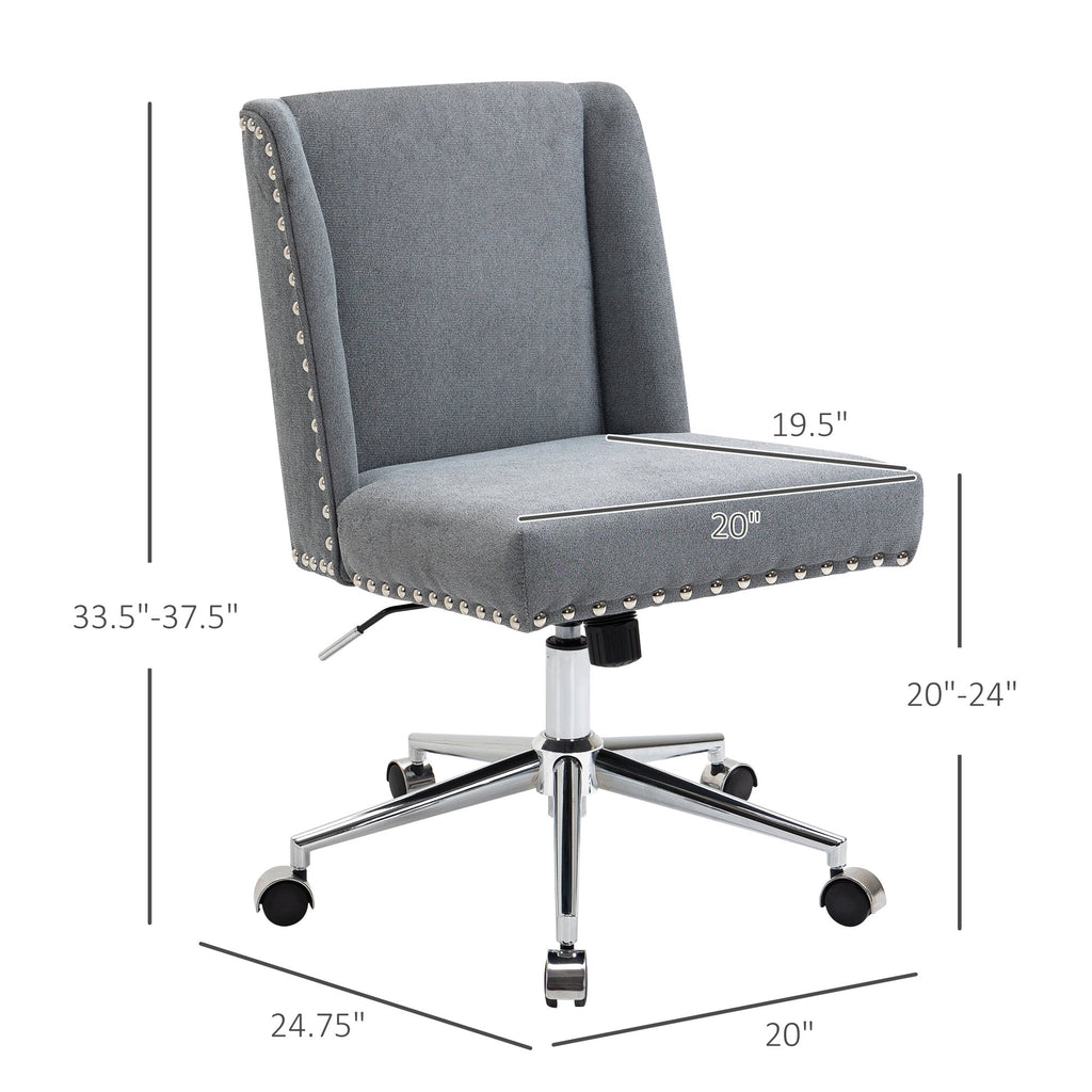 Ergonomic Computer Office Chair Task Desk 360Â° Swivel Modern Mid Back Rocking Chair for Home Study Bedroom, Adjustable Height Grey