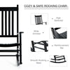 Outdoor Rocking Chair, Wooden Rustic High Back All Weather Rocker, Slatted for Indoor, Backyard & Patio, Black