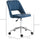 Modern Mid Back Office Chair with Velvet Fabric, Swivel Computer Armless Desk Chair with Hollow Back Design for Home Office, Blue