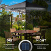 9' x 7' Patio Umbrella Outdoor Table Market Umbrella with Crank, Solar LED Lights, 45Â° Tilt, Push-Button Operation, for Deck, Dark Grey