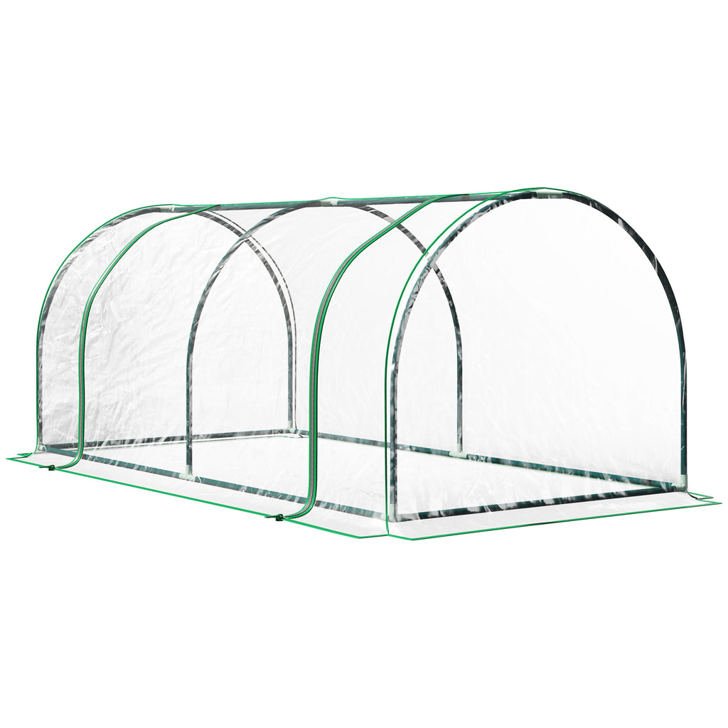 7' L x 3' W x 2.5' H Portable Tunnel Greenhouse for Outdoor Garden Hot House with 4 Zippered Doors, PVC Cover