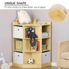 Wooden Kids Cabinet Freestanding Corner Storage Drawer Clothes Organizer Children Bookcase Display Shelf for Bedroom, Natural