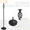 3 Pieces Table Floor Lamp Set with Metal Pole  Round Base and Fabric Lampshade  for Living Room  Dining Room  Bedroom  Black and White