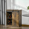 Industrial Sideboard Storage Cabinet, Serving Bar Buffet with Sliding Barn Door and 6-Bottle Wine Rack, Brown