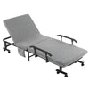 Rollaway Bed, Folding Bed with 3.25" Mattress, Portable Foldable Guest Bed with Adjustable Backrest, and Metal Frame on Wheels, Light Grey