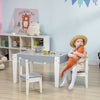 3 Pcs Kids Table and Chair Set with Storage Under Tabletop, Activity Table and 2 Chairs, Kids Drawing Table for Playroom Furniture, Grey