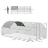 Galvanized Large Metal Chicken Coop Cage Walk-in Enclosure Poultry Hen Run House Playpen Rabbit Hutch with Cover for Outdoor Backyard, Silver