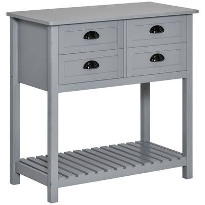 Sideboard Buffet Cabinet, Storage Serving Console Table with 4 Drawers and Slatted Bottom Shelf for Kitchen, Living Room, Grey
